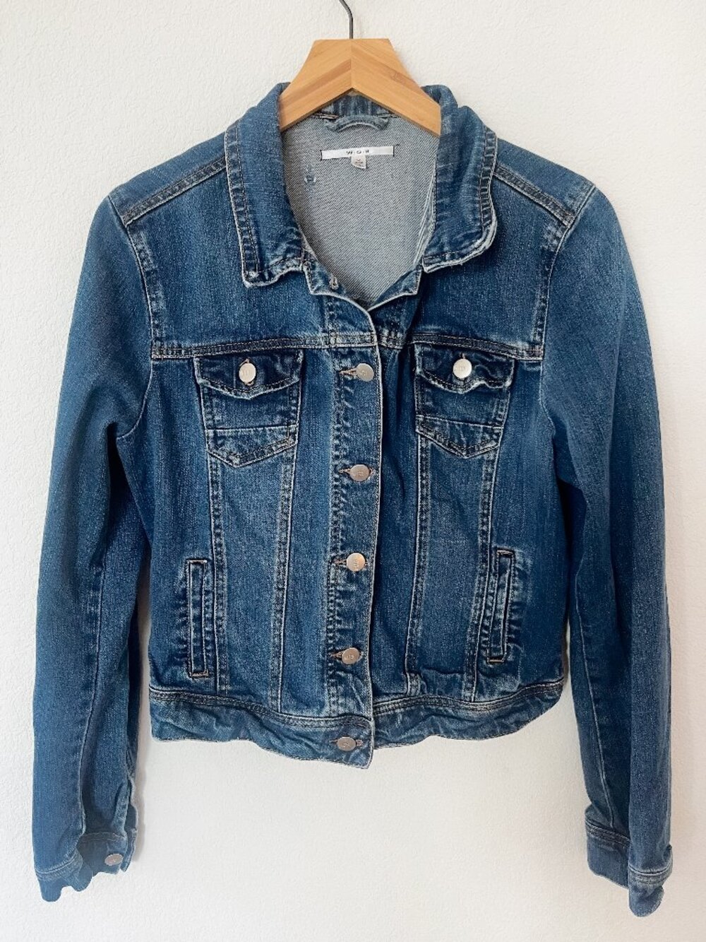 WGB by Walter Baker Dark Wash Denim Jacket SZ M Stretch Trucker Jean Jacket